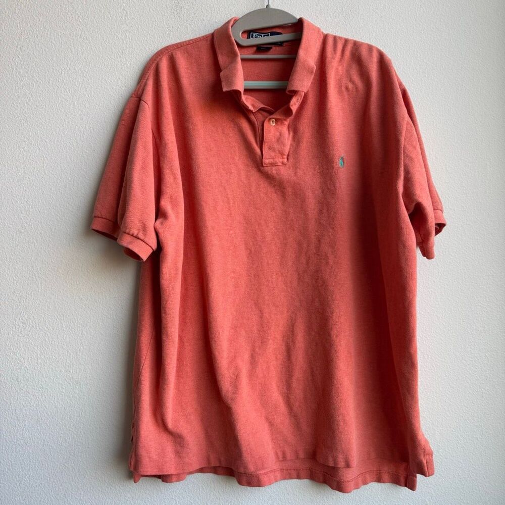 Vintage Polo Ralph Lauren Orange Short Sleeve 100% Cotton Polo Pony Size XL
